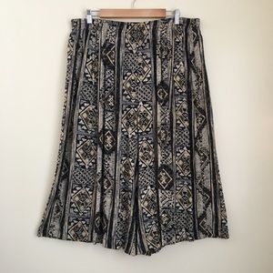 Vintage Tribal Patterned Cropped Pants Culottes
